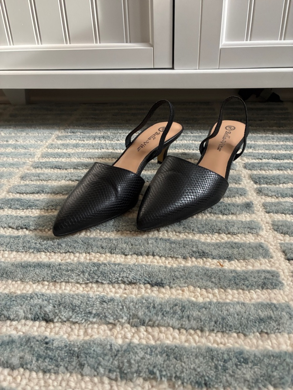 Bella Vita Black Pointed Slingback Flats